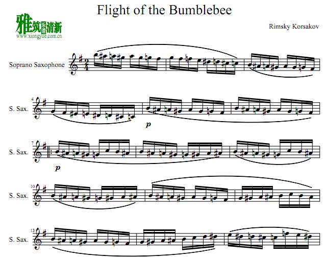The Flight of the Bumblebee 野蜂飞舞 高音萨克斯谱