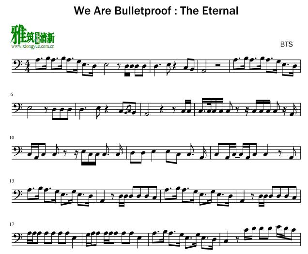 BTS We are Bulletproof  the Eternal 大提琴谱