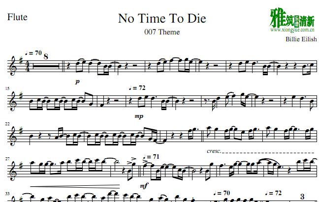 Billie Eilish - No Time To Die长笛谱