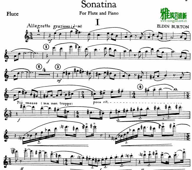 Eldin Burton 布顿Sonatina 奏鸣曲 长笛谱