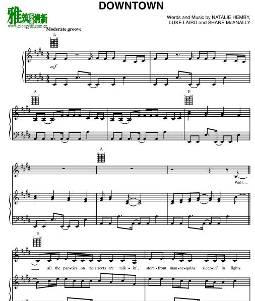 Lady Antebellum - Downtown钢琴谱