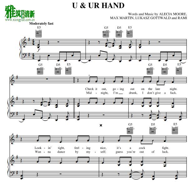 Pink - U & Ur Hand钢琴谱