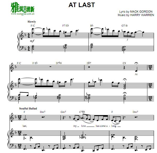 Etta James - At Last钢琴伴奏谱