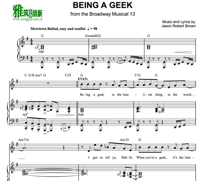 百老汇音乐剧 13 - Being a Geek钢琴伴奏谱