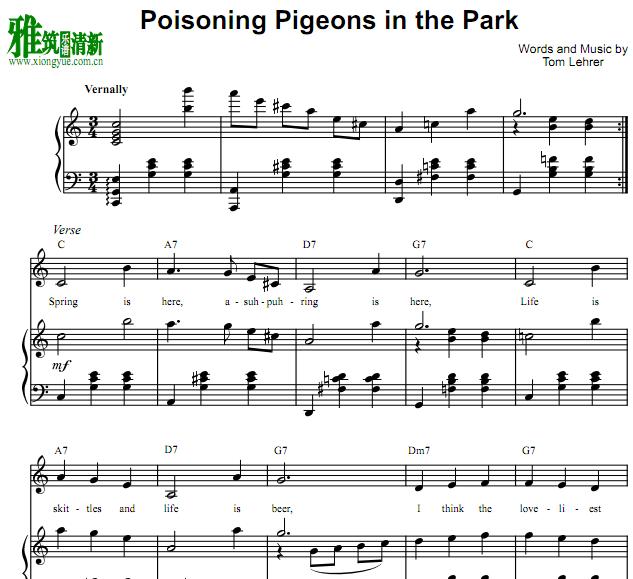 poisoning pigeons in the park钢琴谱