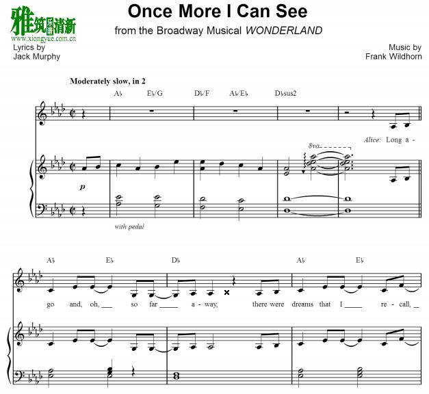 百老汇音乐剧Wonderland - Once More I Can See钢琴谱