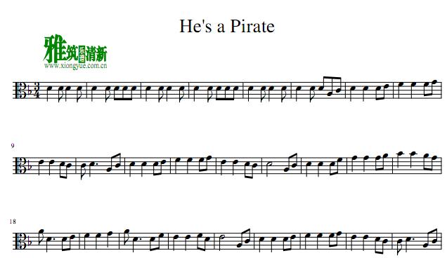 加勒比海盗He's a Pirate 中提琴谱