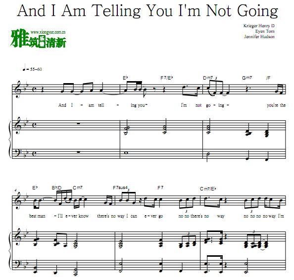 Jennifer Hudson - And I Am Telling You I'm Not Going钢琴弹唱谱 歌谱