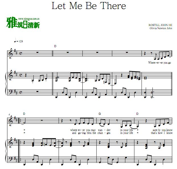 Olivia Newton John - Let Me Be There 歌谱 弹唱钢琴谱