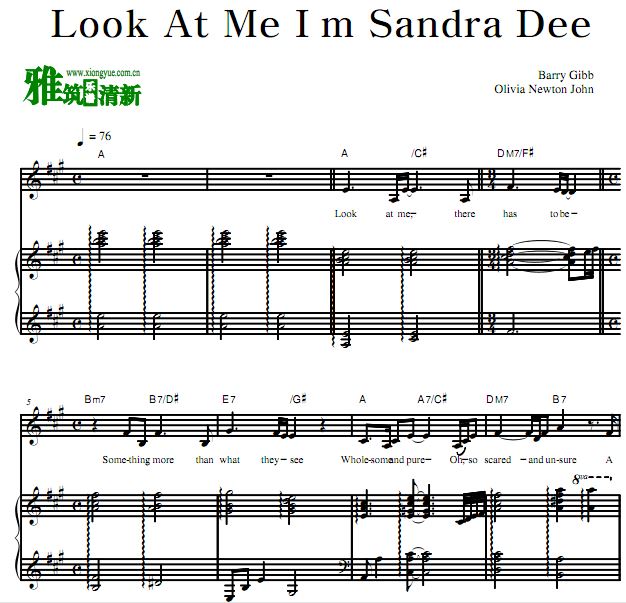 电影Grease油脂 -Look at me I'm Sandra Dee 歌谱 伴奏弹唱钢琴谱