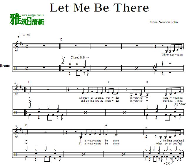 Olivia Newton John  - Let Me Be There架子鼓谱