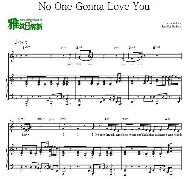 Jennifer Hudson - No One Gonna Love You弹唱钢琴谱 歌谱