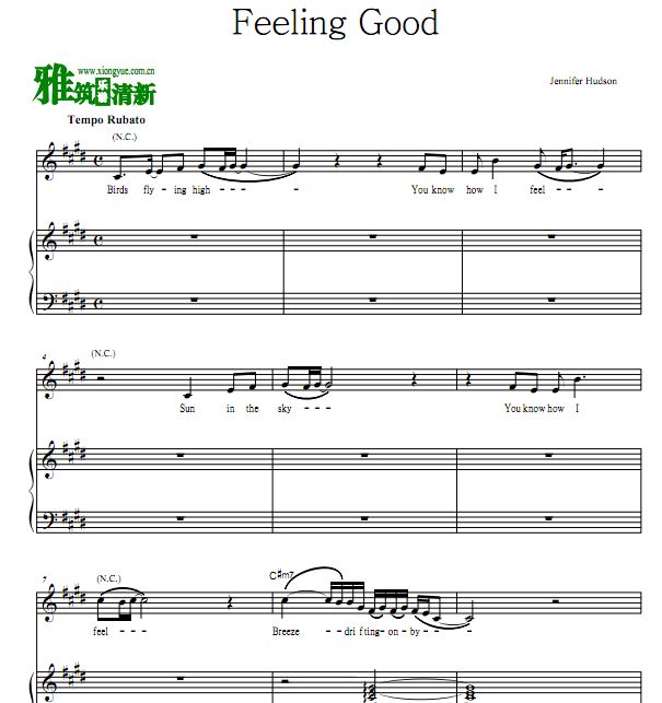 Jennifer Hudson - Feeling Good 歌谱 正谱 弹唱钢琴谱