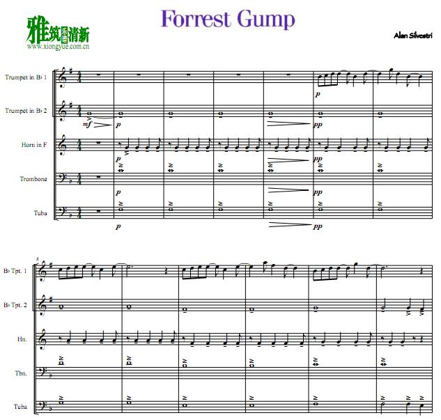 Forrest Gump阿甘正传铜管五重奏谱