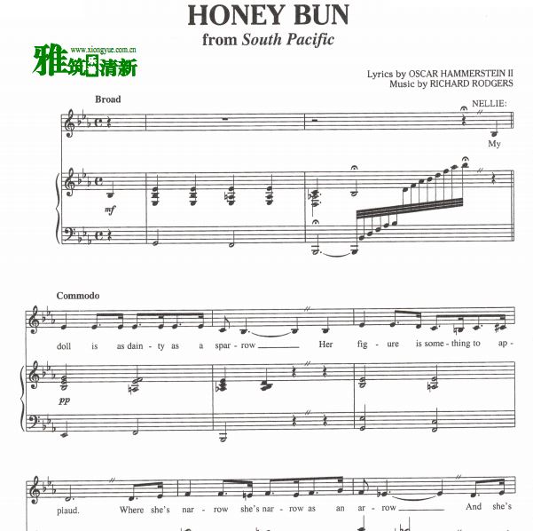 音乐剧南太平洋 - honey bun歌谱 钢琴伴奏弹唱谱