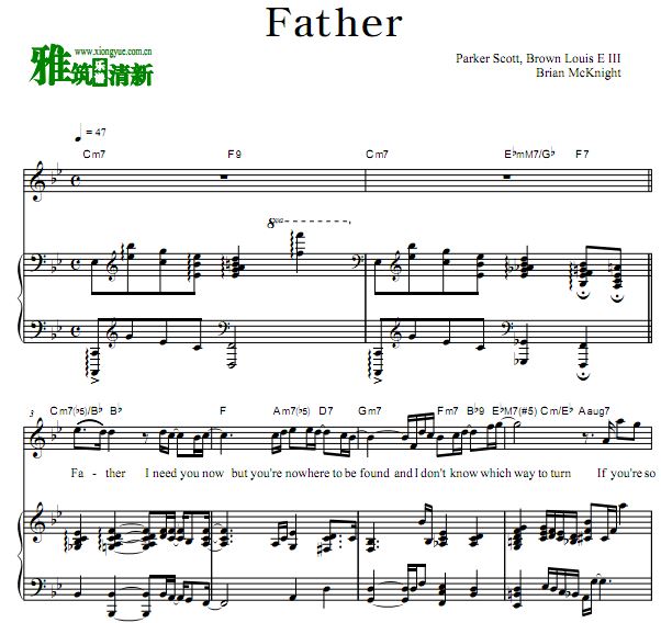 Brian McKnight 埃及王子插曲 Father钢琴伴奏谱