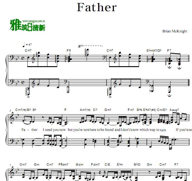 Brian McKnigt 埃及王子插曲 Father钢琴谱