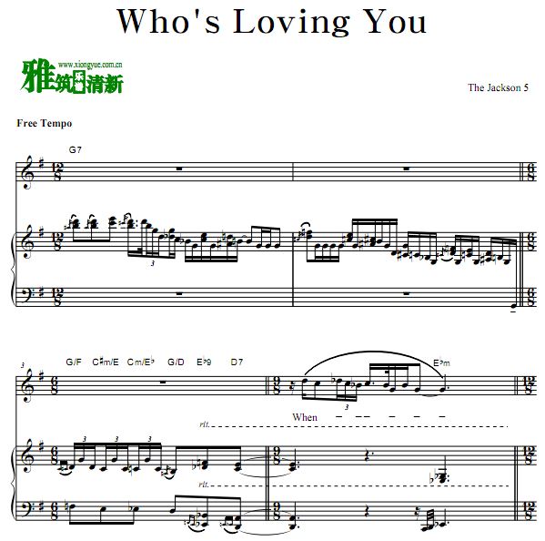 杰克逊五兄弟 Who's Loving You 歌谱 弹唱伴奏钢琴谱