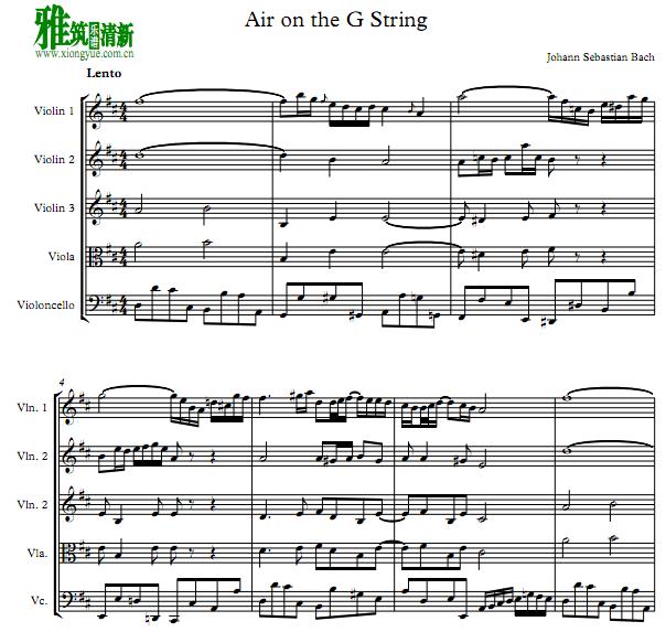 g弦上的咏叹调Air On The G String弦乐五重奏谱
