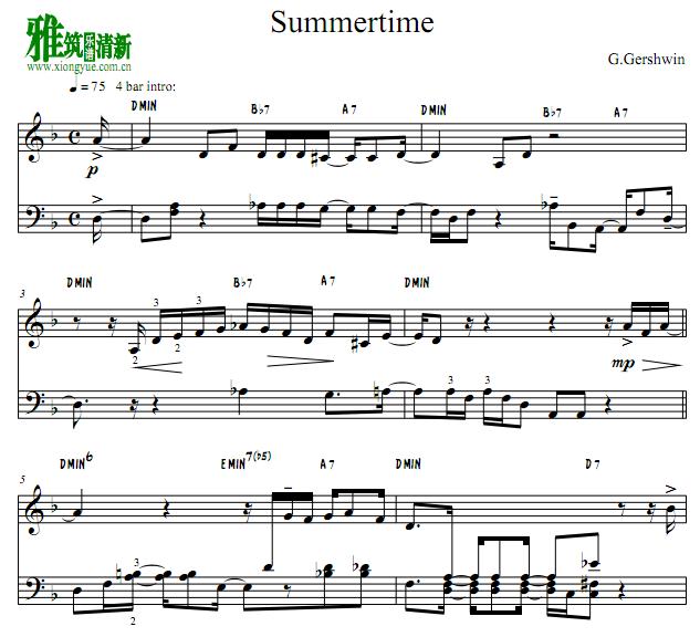 Summertime马林巴谱