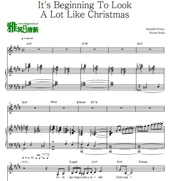 Michael Buble - It's Beginning To Look A Lot Like Christmas歌谱 弹唱钢琴谱