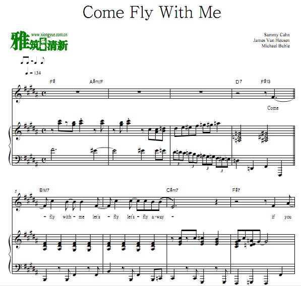Michael Buble - Come Fly With Me歌谱 钢琴弹唱伴奏谱