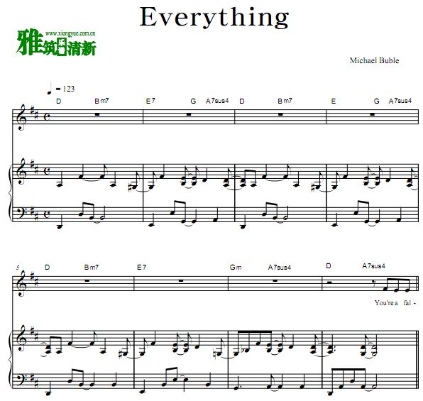 Michael Buble - Everything 伴奏弹唱钢琴谱 歌谱