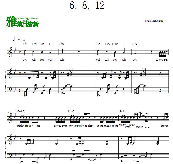 Brian McKnight 6, 8, 12歌谱 钢琴伴奏弹唱谱