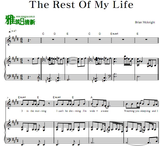 Brian Mcknight - The Rest Of My Life伴奏钢琴谱 歌谱