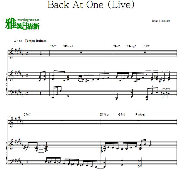 Brian Mcknight - Back At One (Live)伴奏弹唱钢琴谱 歌谱