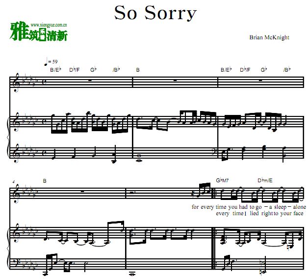 Brian Mcknight - So Sorry正谱 钢琴伴奏谱 歌谱