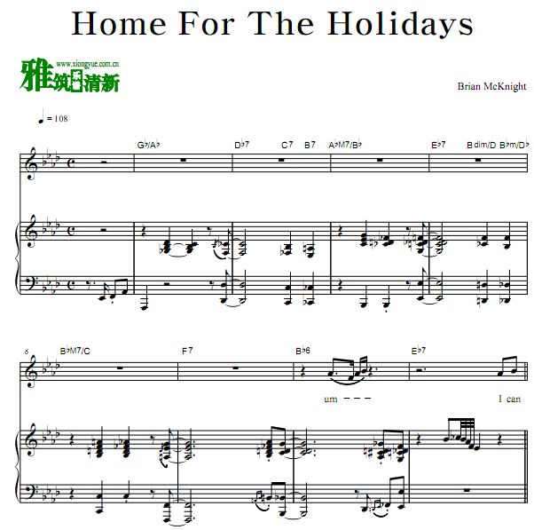 Brian Mcknight - Home For The Holidays正谱 弹唱钢琴谱 歌谱 