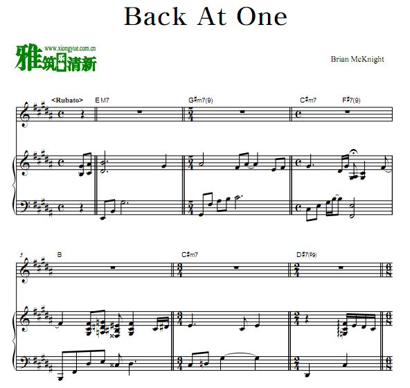 Brian Mcknight - Back At One歌谱 钢琴弹唱谱 正谱