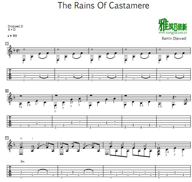 权力的游戏 卡斯特梅的雨季The Rains of Castamere吉他谱