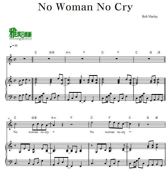 Bob Marley - no woman no cry钢琴伴奏谱