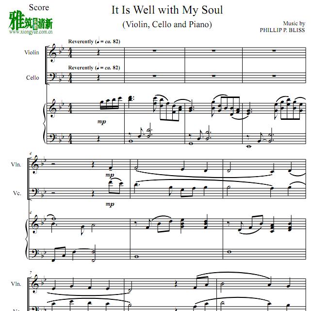 It Is Well with My Soul 小提琴大提琴钢琴三重奏谱