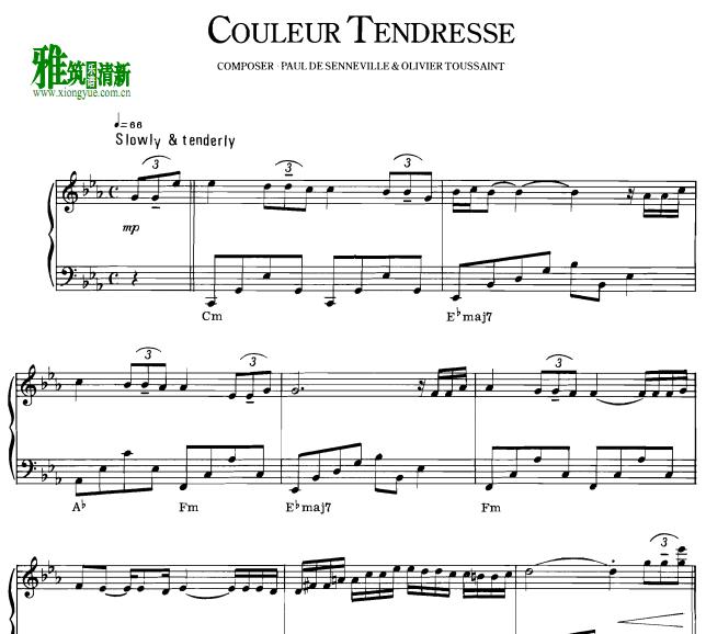 理查德·克莱德曼 - 柔如彩虹 Couleur Tendresse高清谱