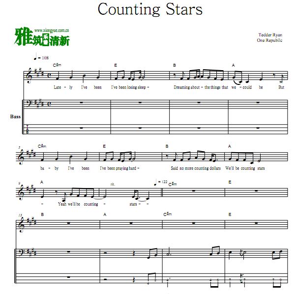 One Republic - Counting Stars 贝斯谱