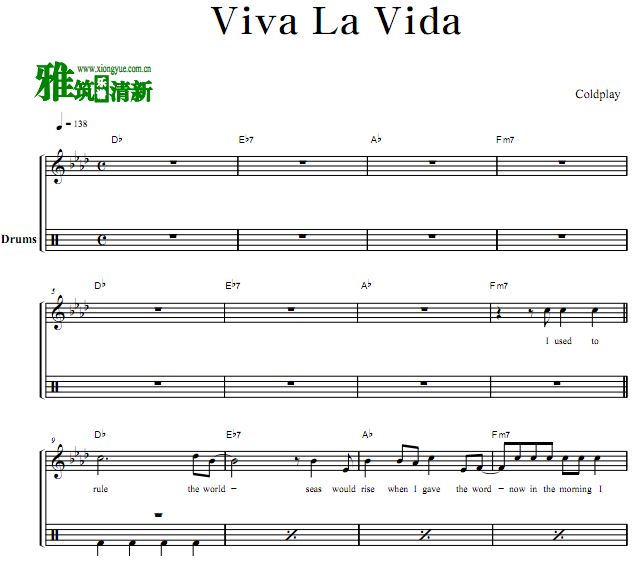 Coldplay - Viva La Vida 乐队鼓谱