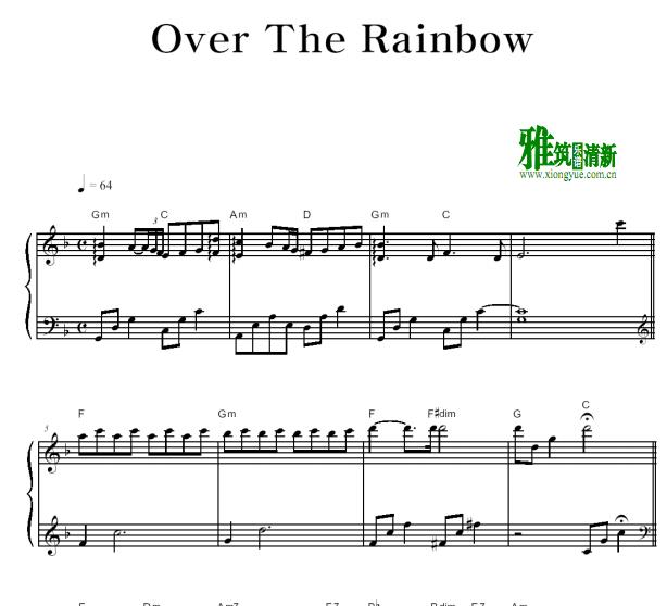 我叫金三顺 over the rainbow 钢琴谱
