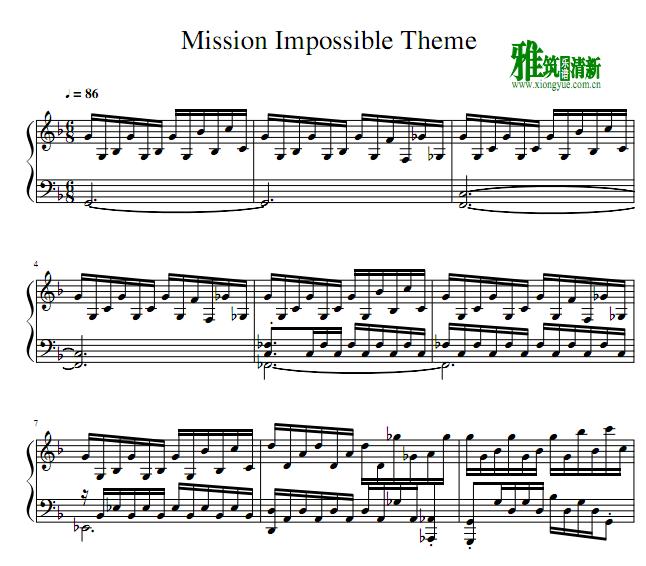 Akmigone版Mission Impossible Theme钢琴谱