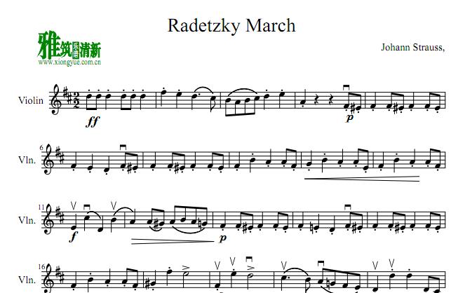拉德斯基进行曲 - Radetzky March小提琴谱