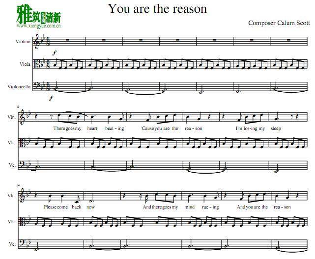 You are the reason 小提琴中提琴大提琴弦乐三重奏谱