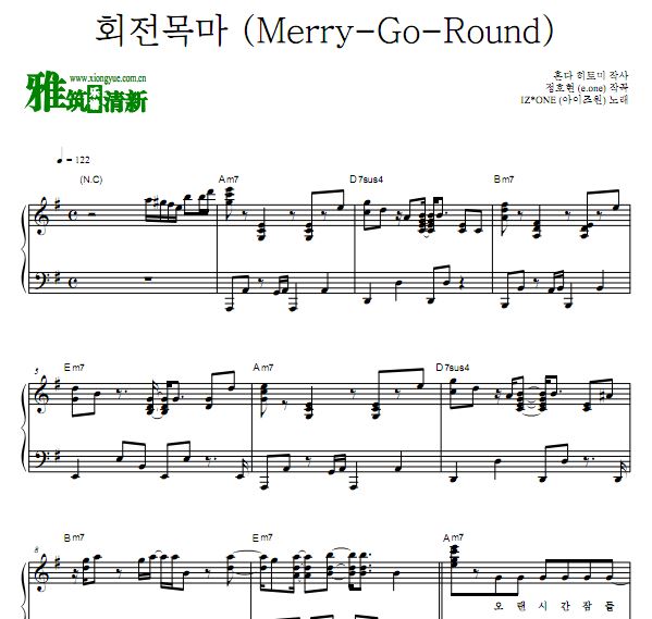 IZONE Merry-Go-Round钢琴谱 独奏钢琴谱