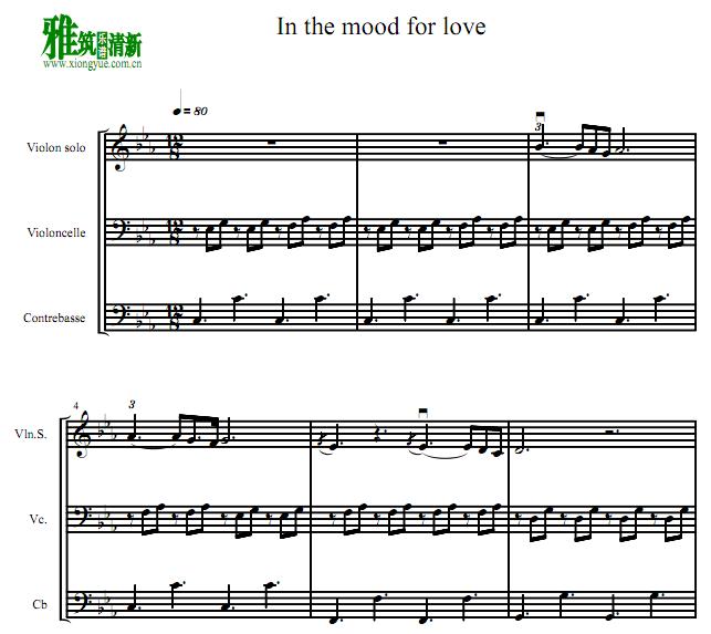 In the Mood for Love 花样年华Yumeji’s Theme小提琴大提琴低音提琴三重奏谱