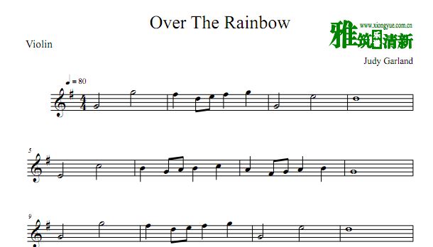 over the rainbow飞越彩虹小提琴谱