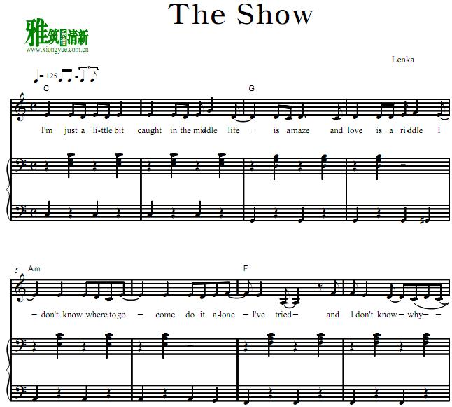 lenka - the show 钢琴伴奏谱