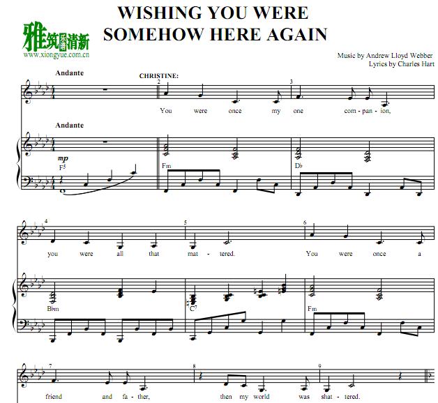 Wishing You Were Somehow Here Again钢琴伴奏谱