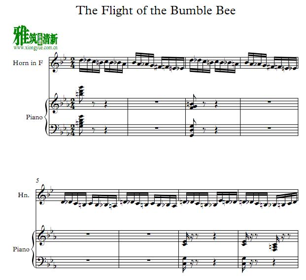 野蜂飞舞The Fright Of The Bumble Bee圆号钢琴谱