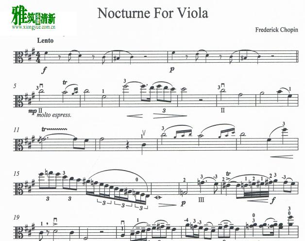 肖邦升C小调夜曲 Nocturne No.20中提琴谱